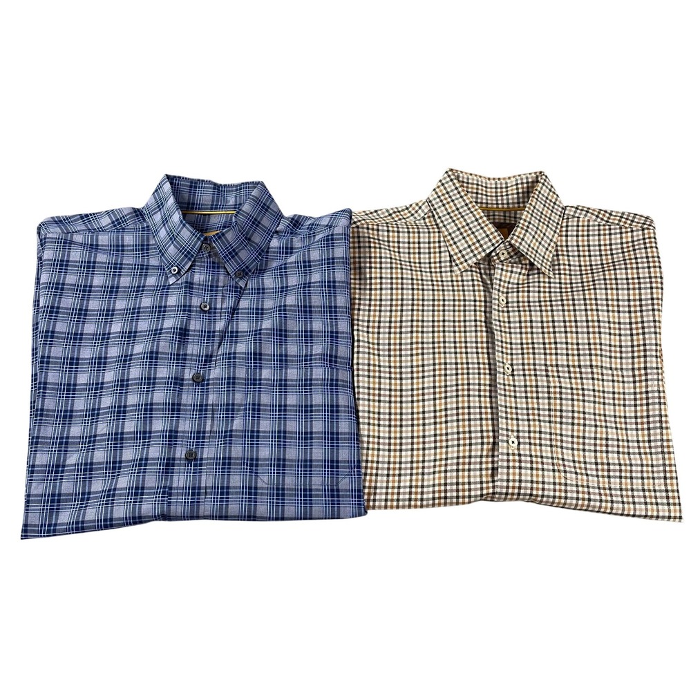 Robert Talbott Carmel Mens Plaid Button Up Lot 2 Shirts Long Sleeve L Multicolor